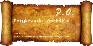 Petykovszky Oszkár névjegykártya